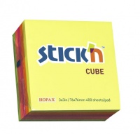 Value Stickn Sticky Notes Cube 76x76mm Neon Assorted 21012